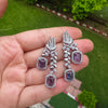 Elegant Indo-Western Necklace Set with Purple Stones