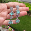 Triangular Green Stone American Diamond Necklace Set