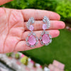 Pink Stone American Diamond Necklace Set