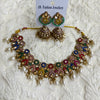 Multicolor Enamel & Pearl Drop Necklace Set