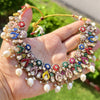 Multicolor Enamel & Pearl Drop Necklace Set