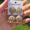 Multicolor Enamel & Pearl Drop Necklace Set