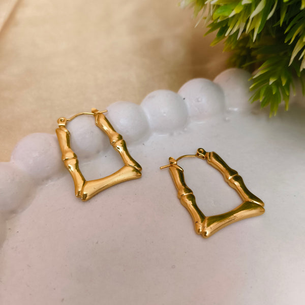 Gold Plated Bamboo Hoop Earrings
