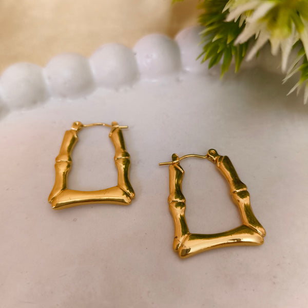 Gold Plated Bamboo Hoop Earrings