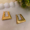 Gold Plated Hammered Square Hoop Earrings