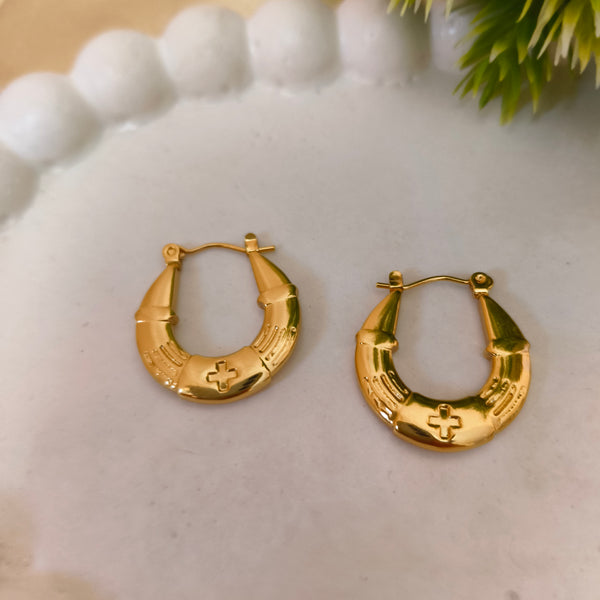 Gold plated Tribal Hoop Earrings