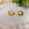Gold plated Honeycomb Textured Hoop Earrings