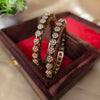 Antique Floral Bangles with Kundan Stones