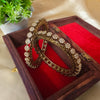 Antique Floral Bangles with Kundan Stones