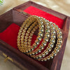 Antique Green Enamel Bangles with Kundan Stones