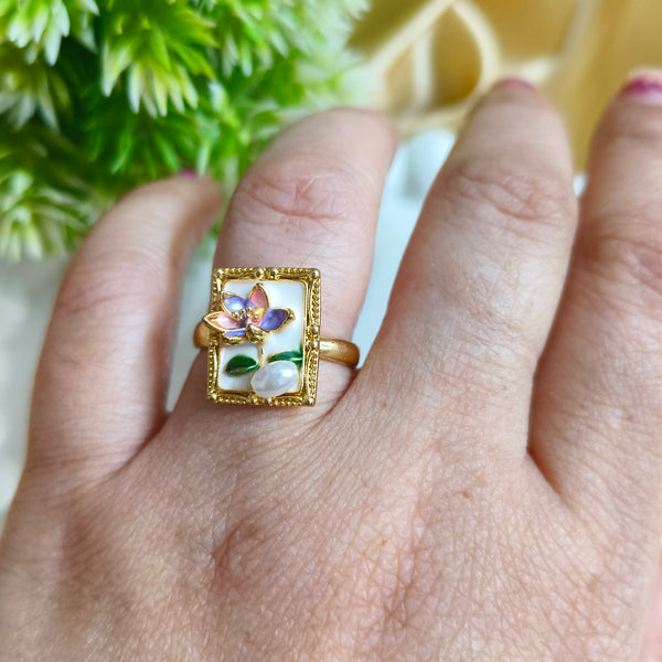 Bloom Frame Enamel Ring