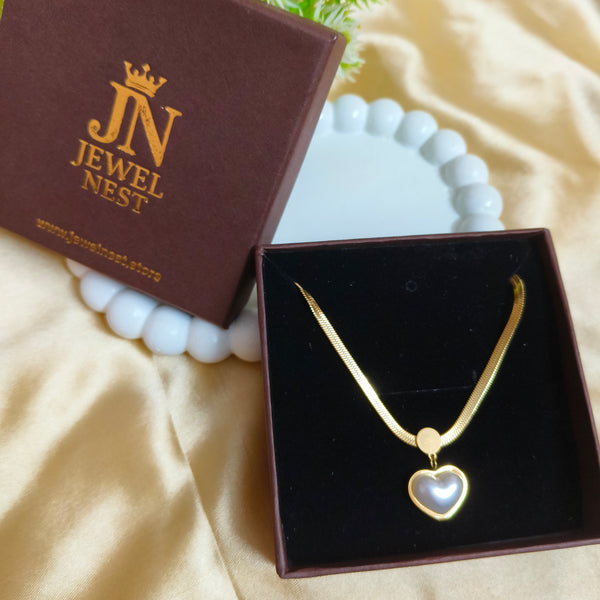 Lustrous Love Heart Pearl Pendant Chain