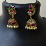 Peacock Radiance Antique Jhumkas