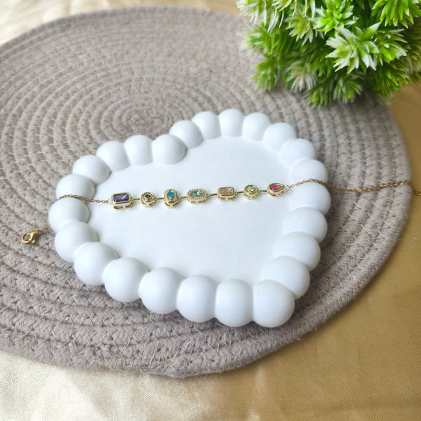 Rainbow Crystal Link Bracelet