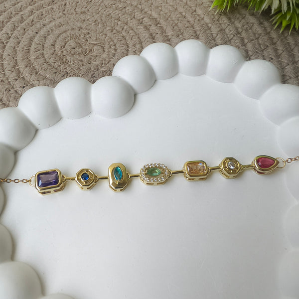 Rainbow Crystal Link Bracelet