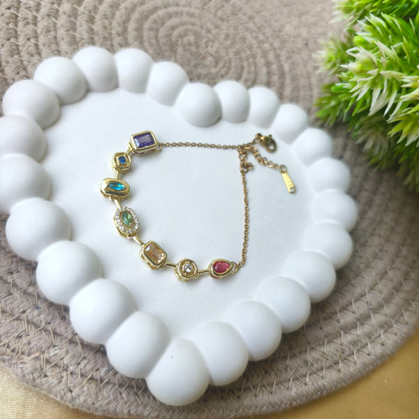 Rainbow Crystal Link Bracelet