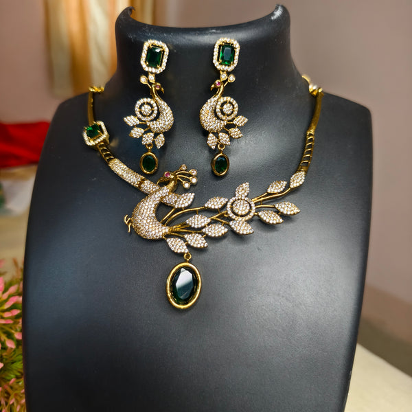 Emerald Peacock Radiance Necklace Set