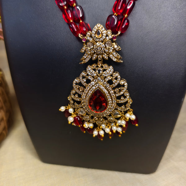 Ruby Royale Beads Necklace Set