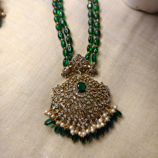 Emerald Maharani Beads Necklace Set