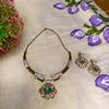 Royal Blue Stone Floral Necklace Set