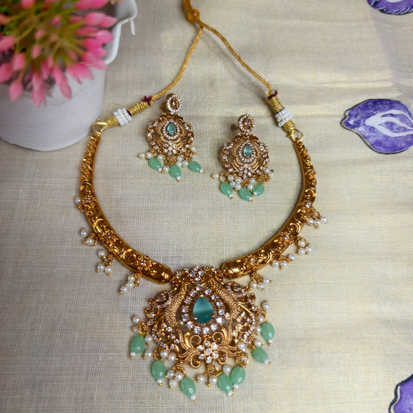 Mint Green Temple Choker Necklace Set