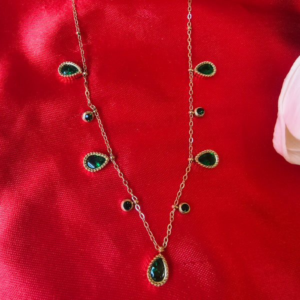 Midnight Teardrop Anti-Tarnish Necklace & Earrings Set