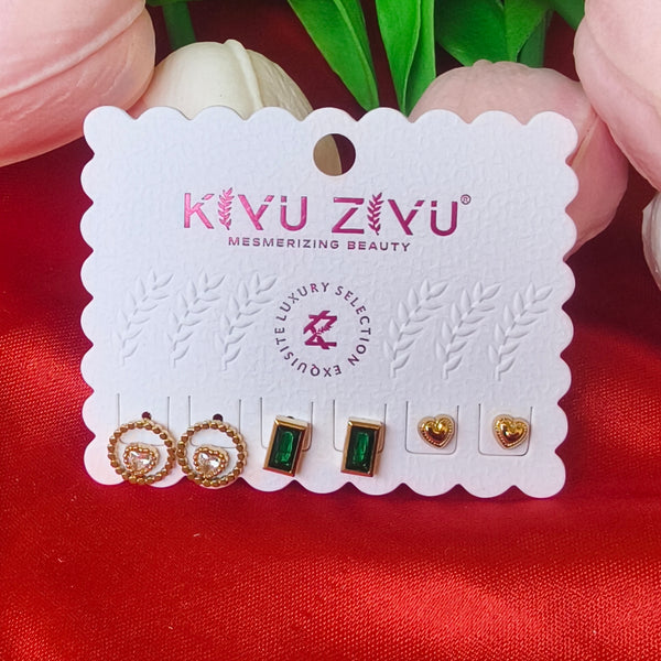 Elegant Anti-Tarnish Stud Earrings Combo Set