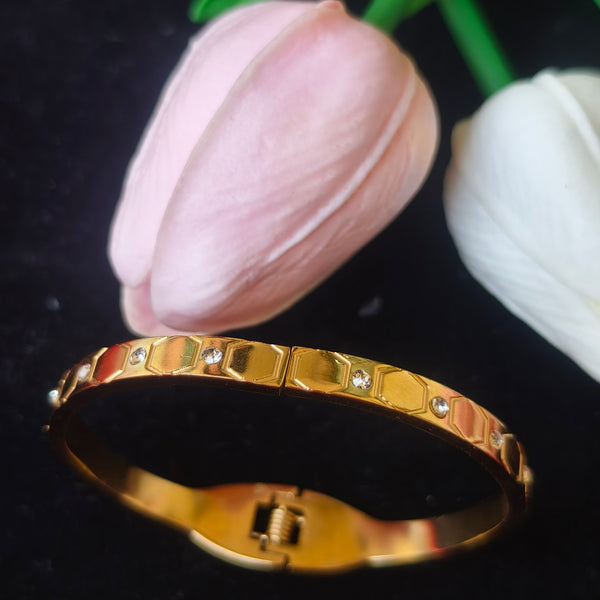 Golden Hexagon Sparkle Kada (Baby Size)