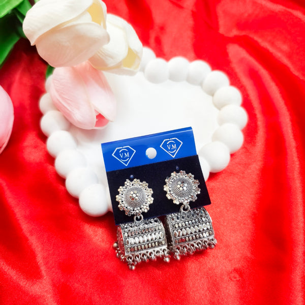 Traditional Oxidized Silver Jhumka Earrings