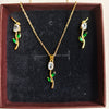 Emerald Bloom Anti-Tarnish Pendant Chain Set