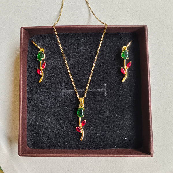 Ruby Vine Anti-Tarnish Pendant Chain Set