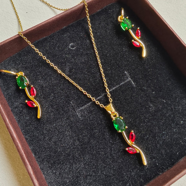 Ruby Vine Anti-Tarnish Pendant Chain Set