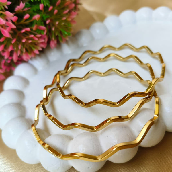 Wave Luxe Anti-Tarnish Bangle Set of 3